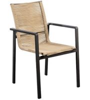 Ishi stackable dining chair alu black/rope natural - Yoi