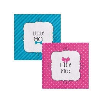 32x Stuks Babyshower Gender Reveal Feest Servetten 25 X 25 Cm - Feestservetten 32x Stuks Babyshower Gender Reveal Feest Servetten 25 X 25 Cm - Feestservetten