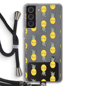 Ananas: Samsung Galaxy S21 FE Transparant Hoesje met koord