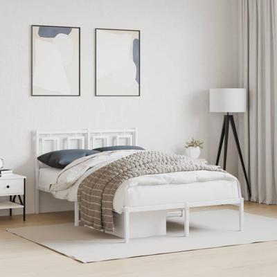 Bedframe met hoofdbord metaal wit 120x190 cm