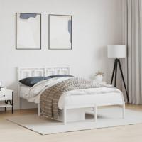 Bedframe met hoofdbord metaal wit 120x190 cm