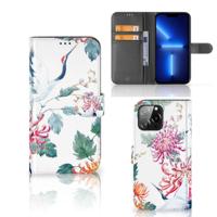 iPhone 13 Pro Max | Telefoonhoesje | Met pasjeshouder | Bird Flowers