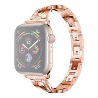 Kleurrijke diamant roestvrijstalen horlogeband voor Apple Watch serie & 40mm/3 & 2 & 1 38mm (Rose goud)