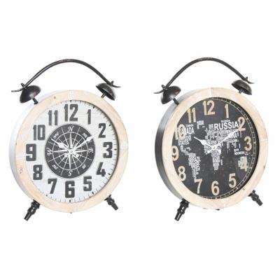 Tafelklok DKD Home Decor 41 x 6,5 x 52,5 cm Kristal Natuurlijk Zwart Wit Ijzer Vintage Hout MDF (2 Stuks)