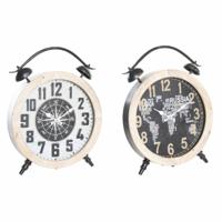 Tafelklok DKD Home Decor 41 x 6,5 x 52,5 cm Kristal Natuurlijk Zwart Wit Ijzer Vintage Hout MDF (2 Stuks)