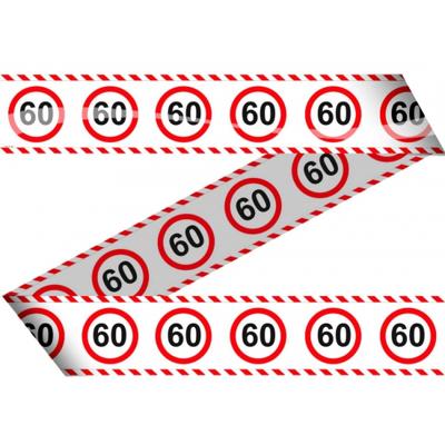 Markeerlint/afzetlint 60 jaar versiering - stop borden - 15 meter - Feestartikelen leeftijd