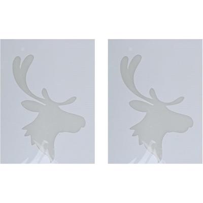 Kerst raamsjabloon rendierhoofd - 2x - wit - 35 cm - raamdecoratie - kerstversiering