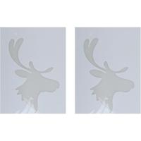 Kerst raamsjabloon rendierhoofd - 2x - wit - 35 cm - raamdecoratie - kerstversiering