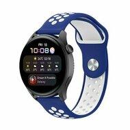 Sport Edition siliconen band - Blauw + wit - Huawei Watch 4 (pro) / 3 (pro) / Ultimate