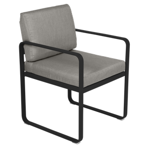 Fermob Bellevie dining armchair tuinstoel Liquorice - Grey taupe