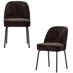 BePureHome Vogue Eetkamerstoelen - Polyester - Donkerbruin - Set van 2