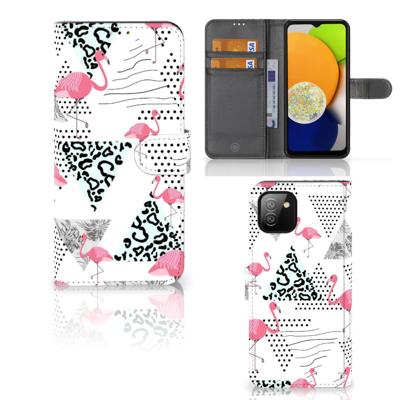 Samsung Galaxy A03 | Telefoonhoesje | Met pasjeshouder | Flamingo Triangle