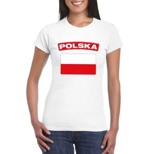 T-shirt met Poolse vlag wit dames