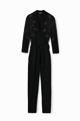 Lange jumpsuit van viscose met bloemenprint - BLACK - L
