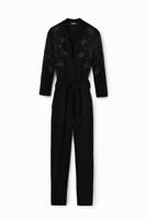 Lange jumpsuit van viscose met bloemenprint - BLACK - L - thumbnail