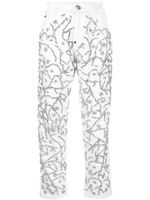 Philipp Plein jean à ornements en cristal - Blanc