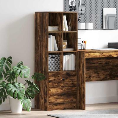 Highboard Gerookt eiken 45.5 x 34 x 127 cm Bewerkt hout