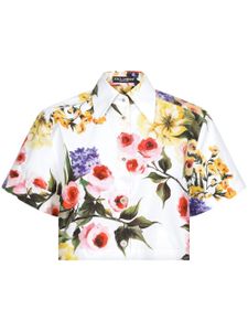 Dolce & Gabbana chemise crop à fleurs - Blanc