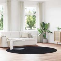 Hoogpolig vloerkleed NAVARRA 240x240 cm polyester zwart