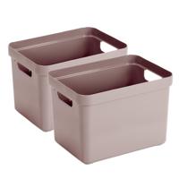 Sunware Opbergbox Sigma - 2x - kunststof - roze - 18 liter - Opbergbakken/opbergers