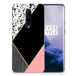 OnePlus 7 Pro TPU Hoesje Zwart Roze Vormen