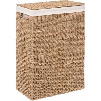 Wasmand - riet - met deksel - rechthoekig - 38 x 23 x 55 cm - 40 liter