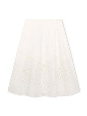 Chloé Kids jupe trapèze en broderie anglaise - Blanc