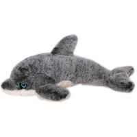 Inware pluche dolfijn knuffeldier - grijs/wit - zwemmend - 34 cm   -