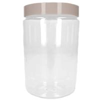 Voorraadpot/bewaarpot - 1L - kunststof - beige - B10 x H17 cm