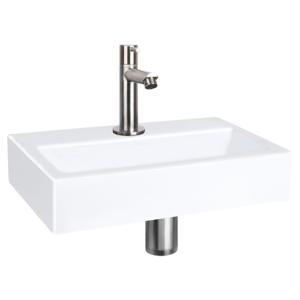 Differnz Flat fonteinset keramiek - kraan recht - 38 x 24 x 7 cm - mat chroom