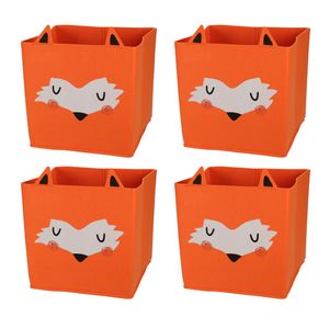 4x stuks opbergmand vilt kinderkamer - dieren thema vos - 32 x 32 x 32 cm