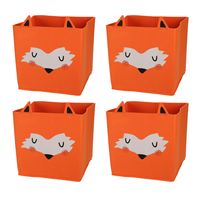 4x stuks opbergmand vilt kinderkamer - dieren thema vos - 32 x 32 x 32 cm - thumbnail