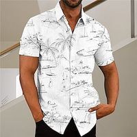 Voor heren Overhemd Grafisch overhemd Aloha-shirt Kokosnootboom graffiti Strijkijzer Groen Paars Blozend Roze Geel Lichtgroen Print Buiten Straat Korte mouw Button-omlaag Afdrukken Kleding Modieus Lightinthebox - thumbnail