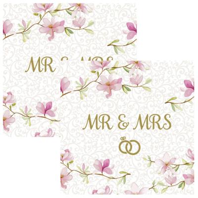 Paperdesign Servetten Huwelijk - 40x stuks - 3 laags - 33 x 33 cm - bruiloft
