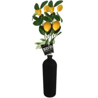 Kunstbloem citrusfruit tak citroen - 2x - 74 cm - geel - losse steel - Kunst zijdebloemen