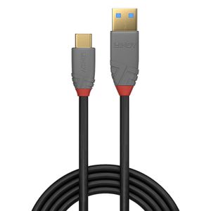 LINDY USB-kabel USB 3.2 Gen2 (USB 3.1 Gen2) USB-C stekker, USB-A stekker 1.50 m Zwart, Grijs 36912