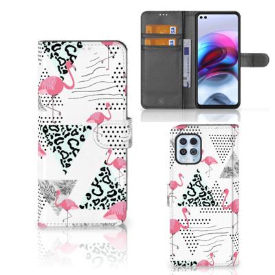 Motorola Moto G100 | Telefoonhoesje | Met pasjeshouder | Flamingo Triangle
