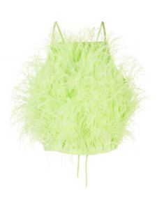 Cult Gaia haut crop à détails de plumes - Vert