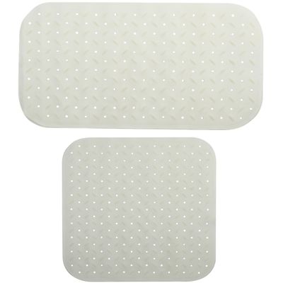 MSV Douche/bad anti-slip matten set badkamer - rubber - 2x stuks - wit - 2 formaten