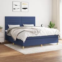 Boxspring met matras stof blauw 160x200 cm