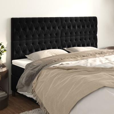 Hoofdborden 4 st 90x7x78/88 cm fluweel zwart