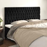 Hoofdborden 4 st 90x7x78/88 cm fluweel zwart