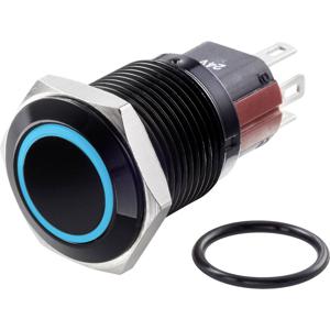 TRU COMPONENTS TC-7494896 TC-GQ16-KF-11ZE/J/B/12V/A Vandalismebestendige drukschakelaar 48 V/DC 2 A 1x uit/aan Continu Blauw IP65 1 stuk(s)