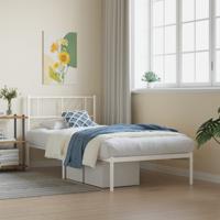 Bedframe met hoofdbord metaal wit 90x190 cm - thumbnail