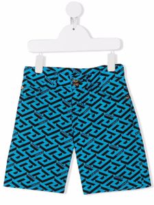 Versace Kids short à motif Greca - Bleu