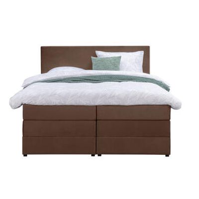 Boxspring met opbergruimte Liv egaal - bruin - 120x200 cm - Leen Bakker
