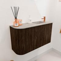 Toiletmeubel Mondiaz Joya Dlux | 71.6 cm | Meubelkleur Walnut | Faye wastafel Glace Wasbak Rechts | 1 kraangat