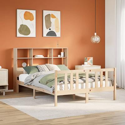 Bed met boekenkast zonder matras massief grenenhout 120x200 cm