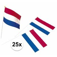 Feest zwaaivlaggetje - 25x - Nederlandse vlag - 20 x 30 cm - kunststof - handvlaggetjes - Holland