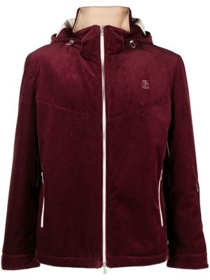 Brunello Cucinelli veste en velours côtelé à logo brodé - Rouge